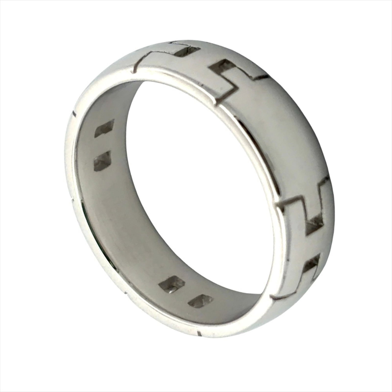Hermes Band Ring White Gold (18K): Hermes Band Ring White Gold (18K) This 18K white gold band ring from Hermes features a sleek and modern design, with its signature style evident in every detail. Made from high-quality white gold,