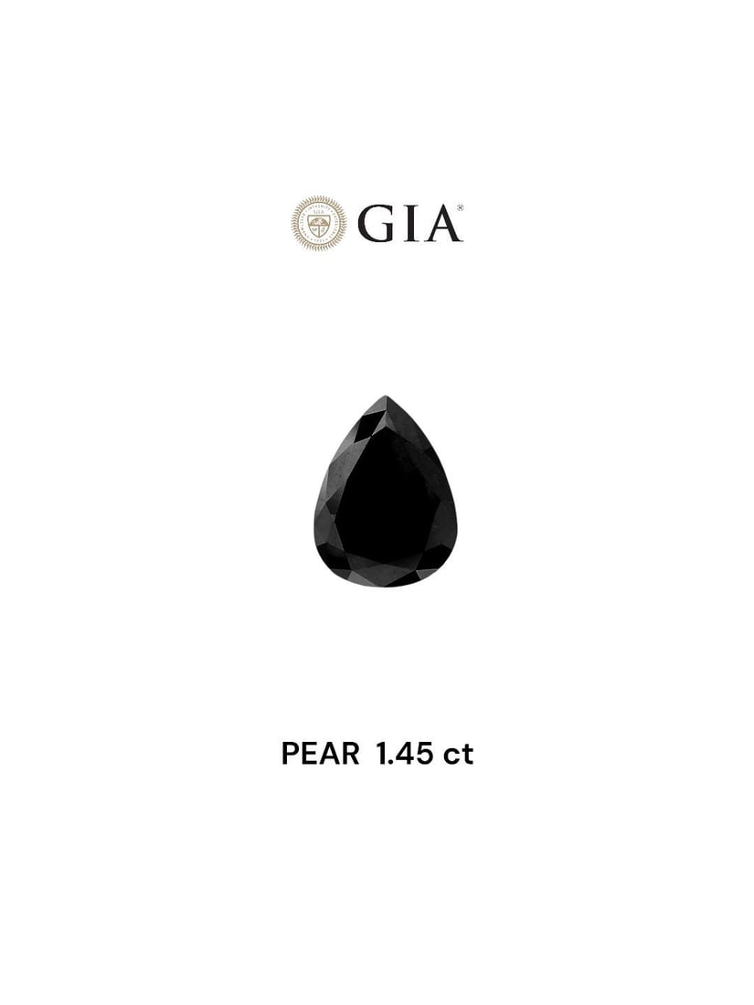 GIA Pear 1.45ct Fancy Black VVS2 - Loose Natural Diamond: GIA Pear 1.45ct Fancy Black VVS2 - Loose Natural Diamond GIA-certified, Fancy Black VVS2 graded diamond boasts exceptional clarity and polish. Measuring 1.45 carats, its unique color and precise cut