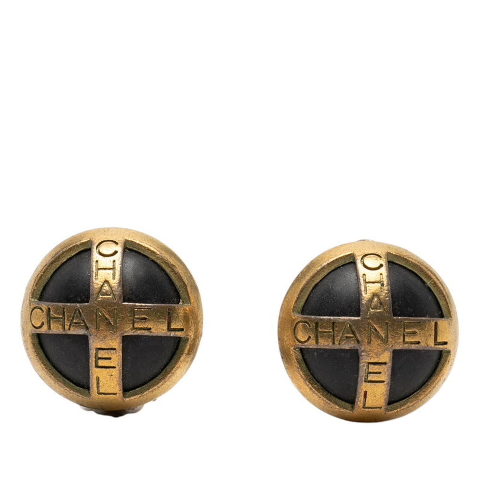 Clip earrings from Chanel: Clip earrings from Chanel Clip earrings from Chanel, featuring black and gold designs. Made with a size of 20.20mm x 20.20mm / 0.80'' x 0.80'', these clip earrings showcase the iconic style of the
