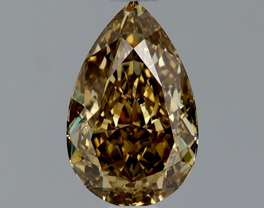 GIA Pear 0.91ct Fancy Dark Brown Yellow VVS2 - Loose Natural Diamond: GIA Pear 0.91ct Fancy Dark Brown Yellow VVS2 - Loose Natural Diamond 0.91ct Fancy Dark Brown Yellow VVS2 - A rare and exceptional natural diamond, certified by the Gemological Institute of America