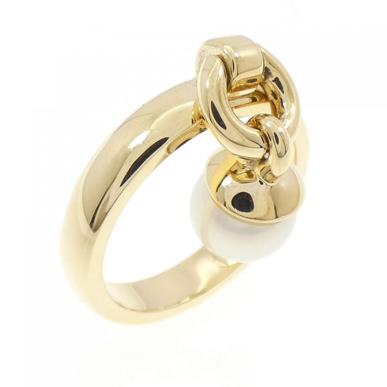 Yellow Gold 18K Tiffany Band Ring: Yellow Gold 18K Tiffany Band Ring Yellow gold 18K Tiffany band ring features a pearl stone and is made from high-quality yellow gold. This elegant ring is available in US size 4.5, making it a great f
