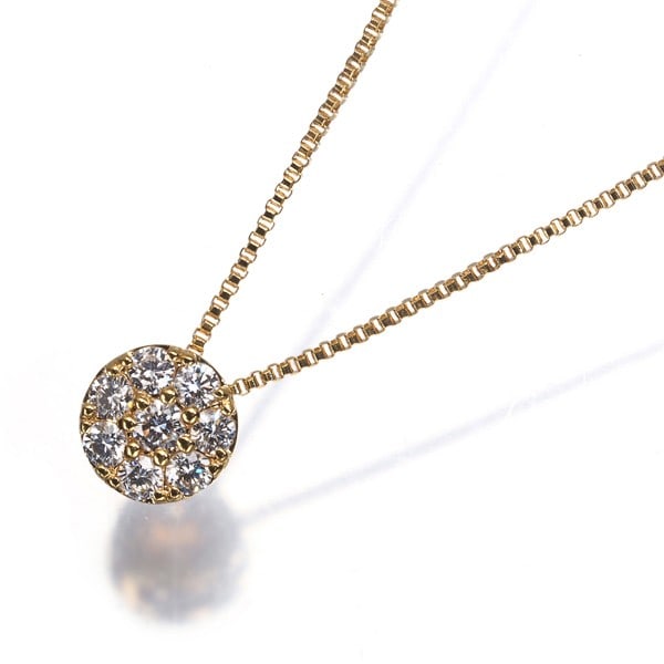Diamond 0.12ct Circle Necklace Paved 18k Yellow Gold Vendome (1 of 4)