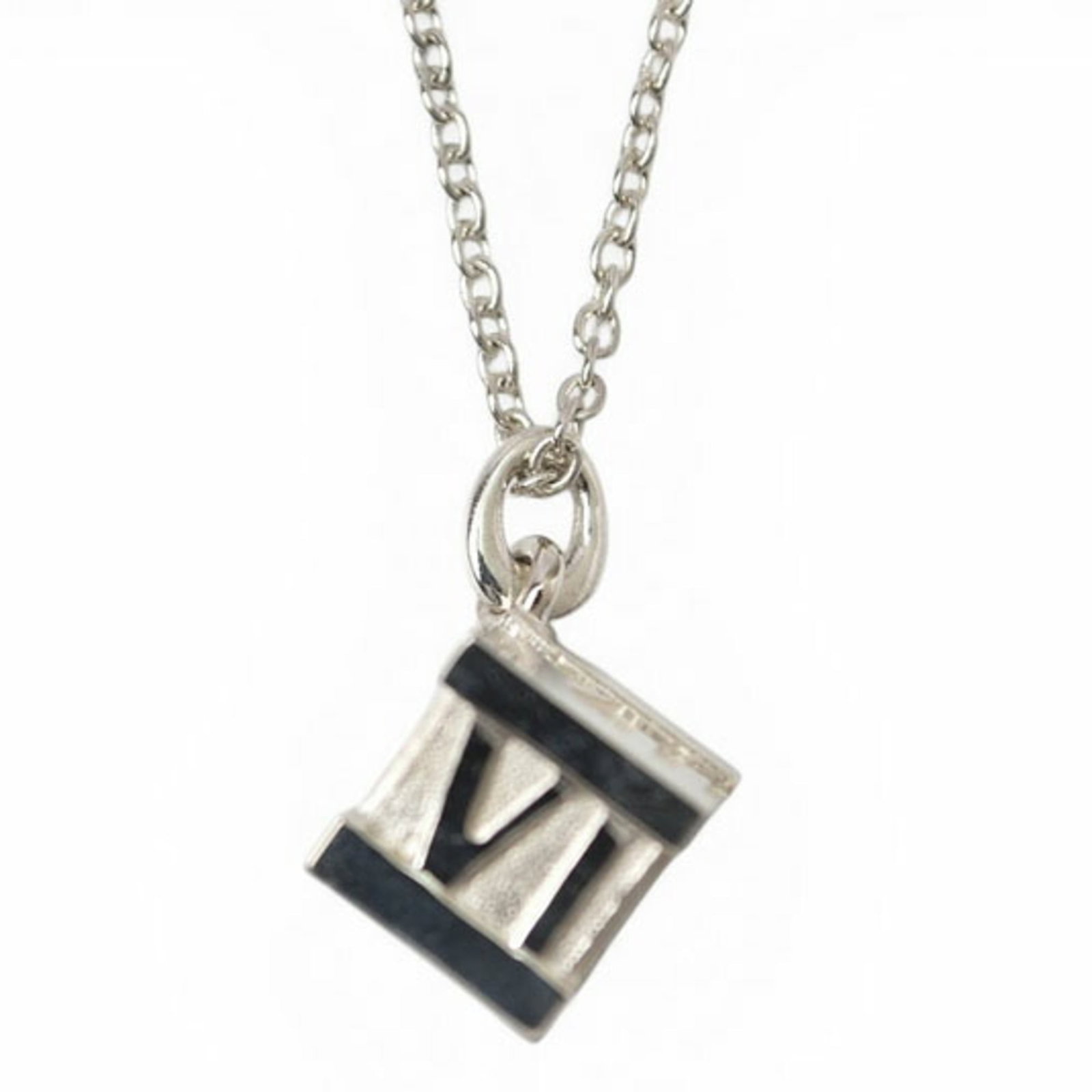 Pendant silver necklace atlas cube 0.8cm wide tiffany co (1 of 8)
