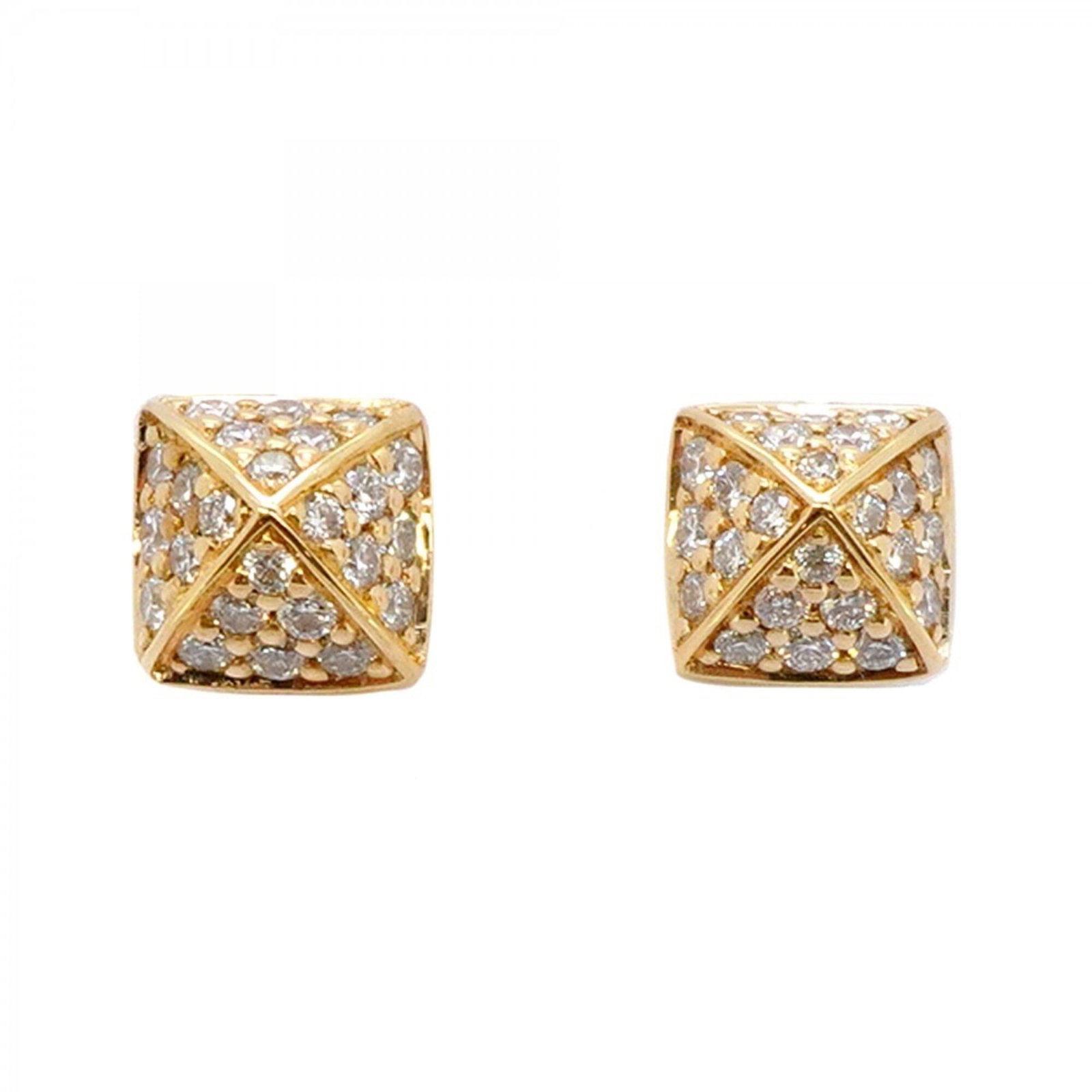 Pink Gold Stud Earrings Hermes: Pink Gold Stud Earrings Hermes Pink gold (18K) stud earrings from Hermes feature a diamond stone measuring 5.20mm x 5.20mm / 0.20'' x 0.20''. The earrings showcase the luxury brand's signature style w