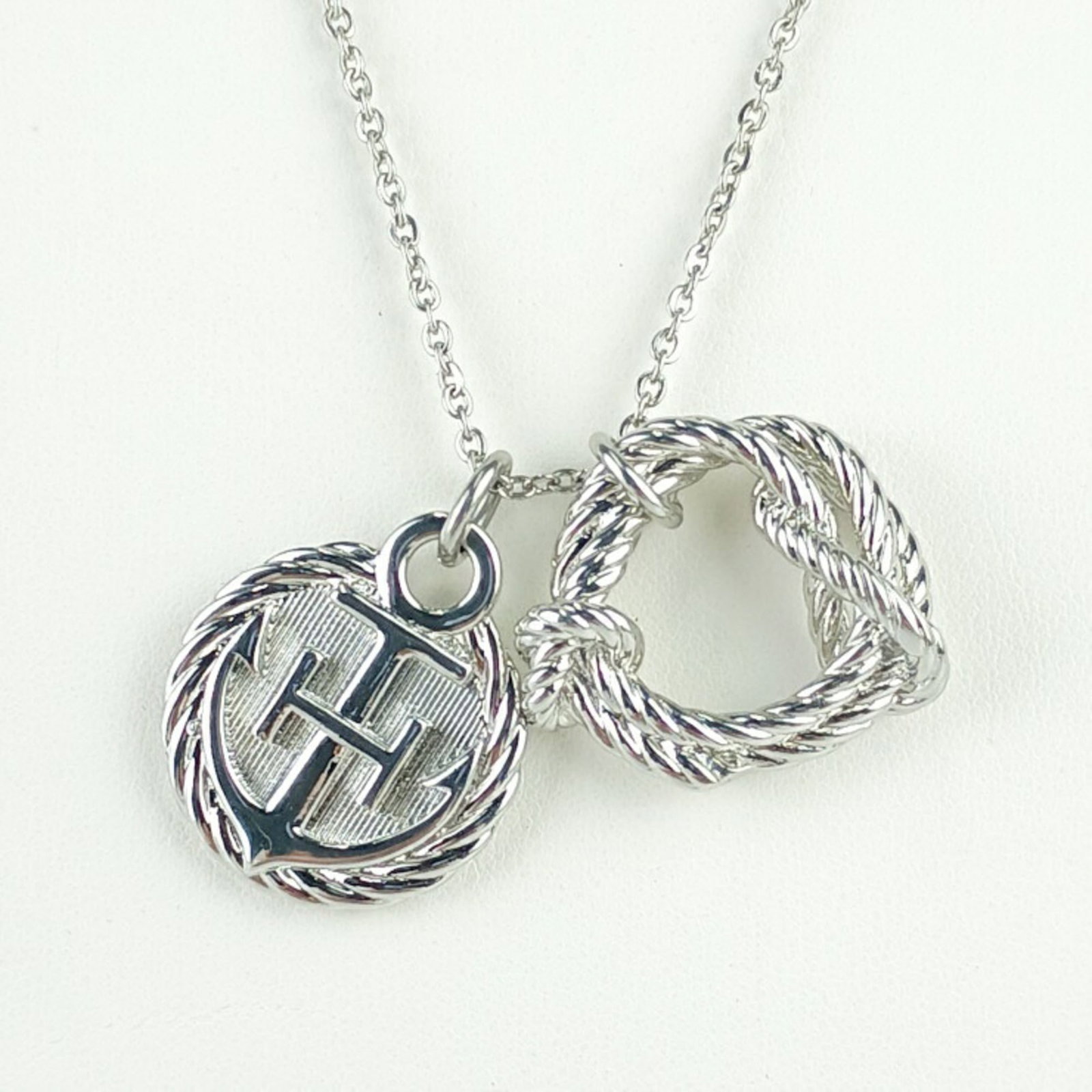 Hermes Necklace Cortage Rope Silver Metal Men'S Women'S Pendant Anchor Cordage (1 of 9)