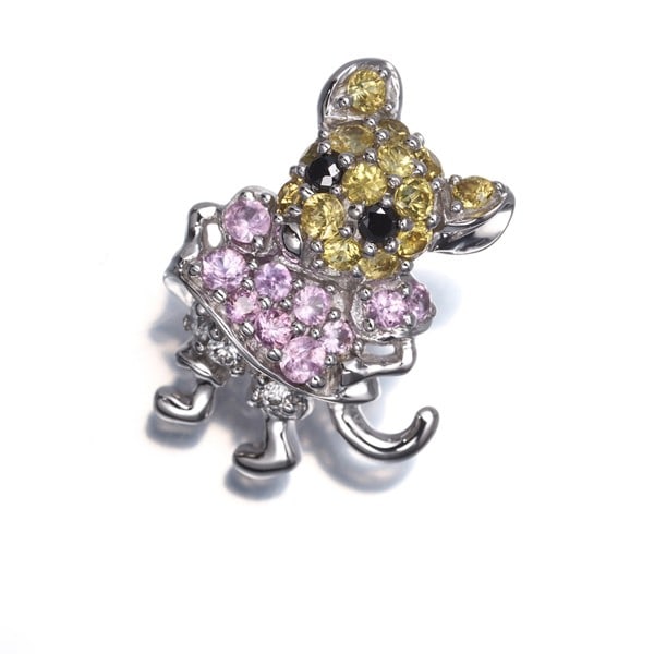 Sapphire diamond pendant mouse pink yellow white gold (1 of 4)