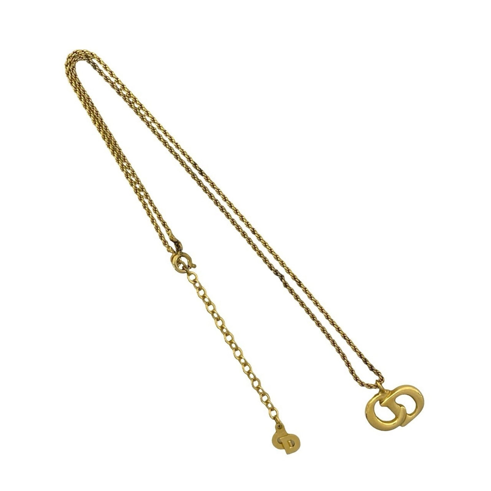 Vintage Christian Dior Gold Necklace Choker Pendant Motif Top Logo Cd Gp 944: Vintage Christian Dior Gold Necklace Choker Pendant Motif Top Logo Cd Gp 944 Gold plating adds a touch of luxury to this vintage Christian Dior necklace, featuring the iconic top logo motif. The delic