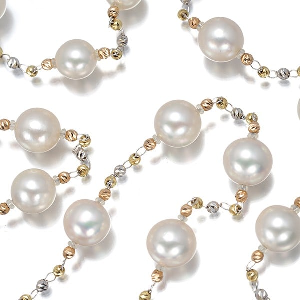 Tasaki Necklace Akoya Pearl 6.5-8.0Mm 3Color Station Long 18K Yg/ Wg/ Rg (1 of 5)