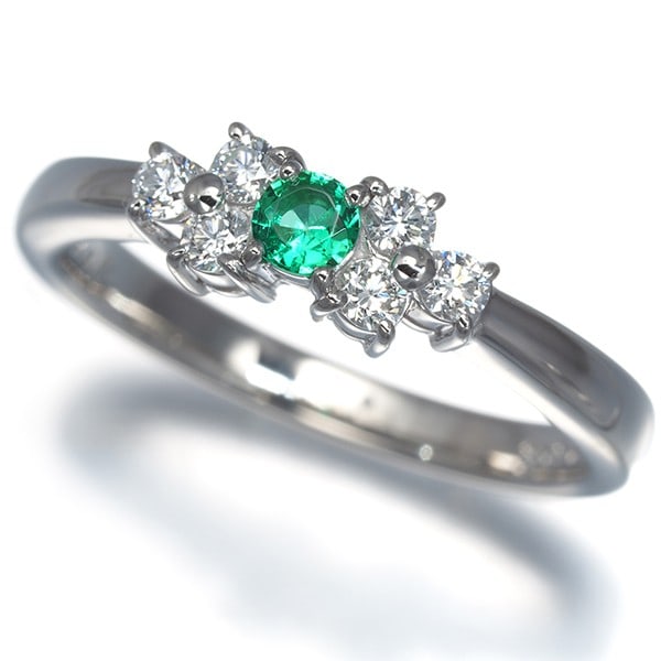 Mikimoto Ring Emerald 0.08Ct Diamond 0.17Ct Us5.75-6 950 Platinum (1 of 5)
