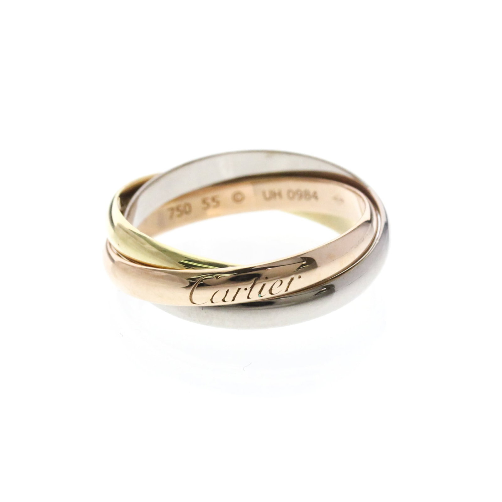 Pink Gold 18K Cartier Band Ring Yellow White: Pink Gold 18K Cartier Band Ring Yellow White Pink Gold Cartier Band Ring in 18K Yellow, White, and Pink Gold. This elegant ring showcases the signature style of Cartier with its band design featuring 