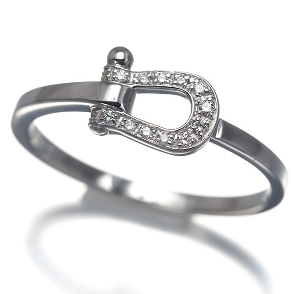 Fred Ring Diamond Force 10 Small Eu49 18K 750 White Gold: Fred Ring Diamond Force 10 Small Eu49 18K 750 White Gold 18k white gold ring featuring a natural diamond, part of the Force 10 collection. The ring boasts a slender design with a base shank of 1.4mm a