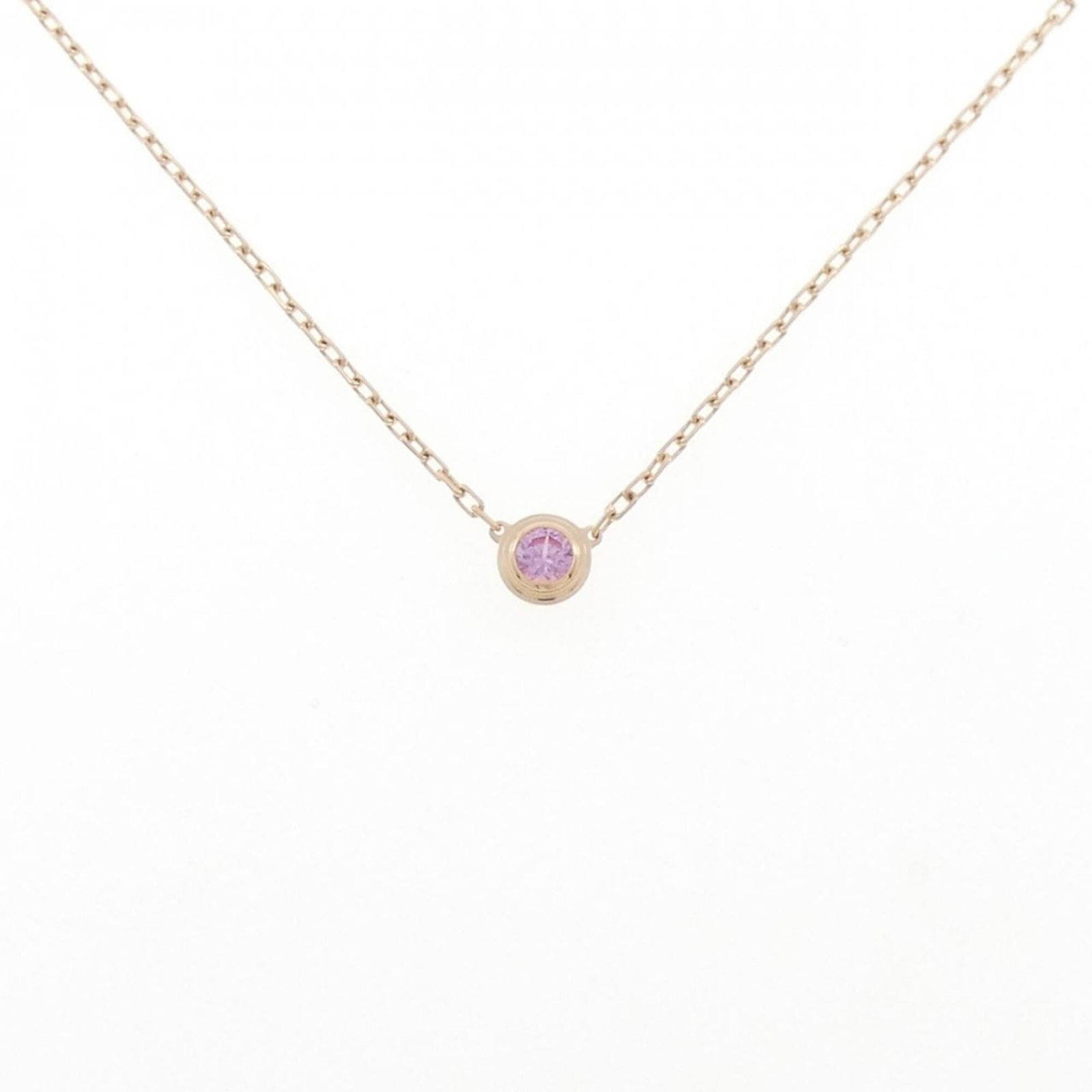 Damour Cartier Necklace: Damour Cartier Necklace Pink gold (18K) Cartier necklace featuring a sapphire pendant, available in sizes 38 cm - 41 cm. The necklace boasts a 4.9mm sapphire stone, adding a touch of elegance to any o