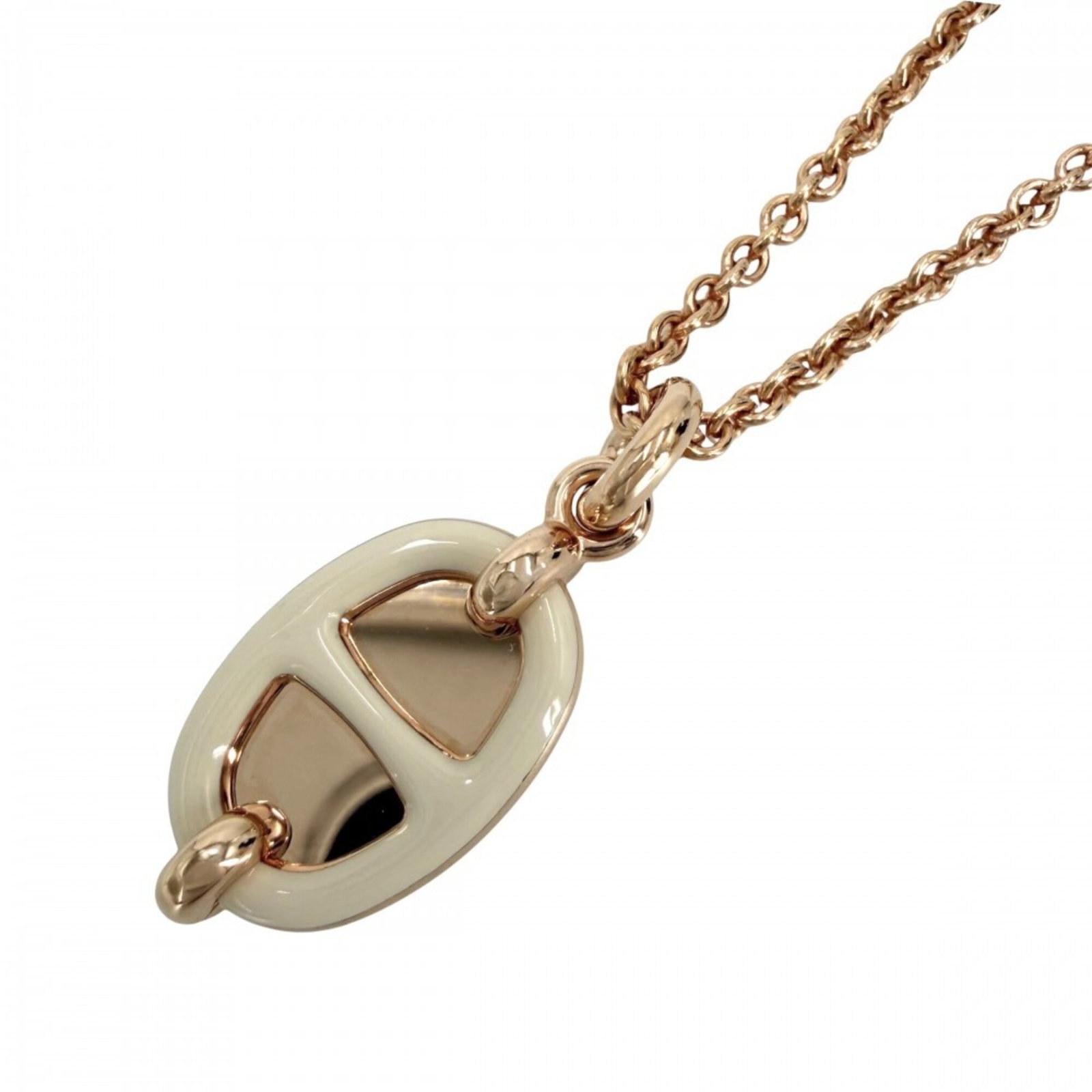 Hermes Necklace For Women Adjustable Mini Maillon Pm Chaine D'Ancre Pendant Gold And White: Hermes Necklace For Women Adjustable Mini Maillon Pm Chaine D'Ancre Pendant Gold And White Gold and white adjustable mini Maillon chain pendant from Hermes, featuring a delicate 30mm x 12mm PM Chaine 
