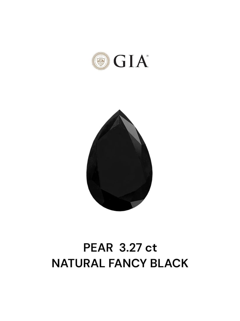 GIA Pear 3.27ct Fancy Black VVS2 - Loose Natural Diamond: GIA Pear 3.27ct Fancy Black VVS2 - Loose Natural Diamond GIA-certified Fancy Black diamond, measuring 3.27 carats in a unique and rare color grade. This VVS2 clarity stone boasts exceptional polish