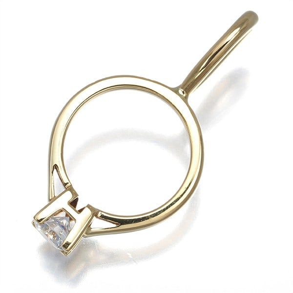 Harry Winston Pendant Diamond Hwring 18K 750 Yellow Gold: Harry Winston Pendant Diamond Hwring 18K 750 Yellow Gold 18k yellow gold pendant featuring a natural diamond with a diameter of approximately 3.5mm, weighing around 0.15ct. The pendant measures 14.0