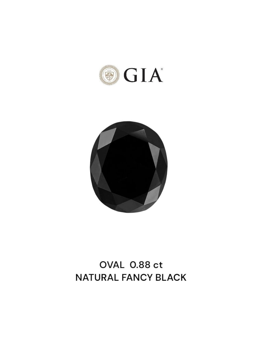 GIA Oval 0.88ct Fancy Black VVS2 - Loose Natural Diamond: GIA Oval 0.88ct Fancy Black VVS2 - Loose Natural Diamond The GIA Oval 0.88ct Fancy Black VVS2 diamond boasts exceptional clarity and polish, with its EX symmetry and EX polish showcasing its natural b