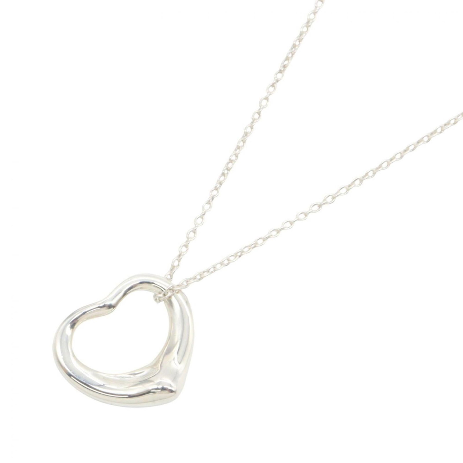 Tiffany & Co. Open Heart Necklace Sterling Silver 925 Women'S Jewelry Tone: Tiffany & Co. Open Heart Necklace Sterling Silver 925 Women'S Jewelry Tone Tiffany & Co. Open Heart Necklace in sterling silver 925 features an elegant design with a 14mm x 15mm pendant, suspended