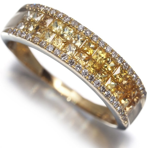 Yellow Sapphire 0.80ct Diamond 0.12ct Ring 18k 750 Yellow Gold (1 of 5)