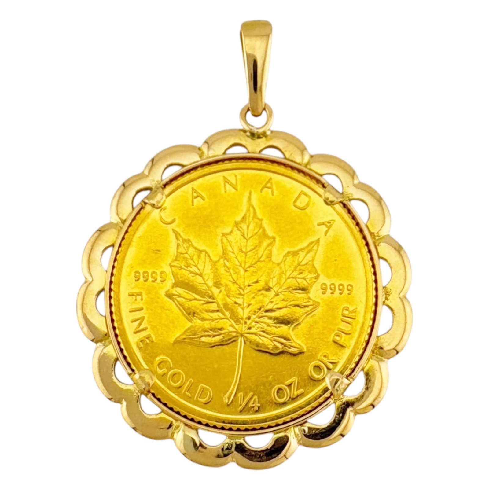 Maple Leaf $10 1/ 4 Oz 1988 Pendant Top Coin K24 Gold Unisex (1 of 5)