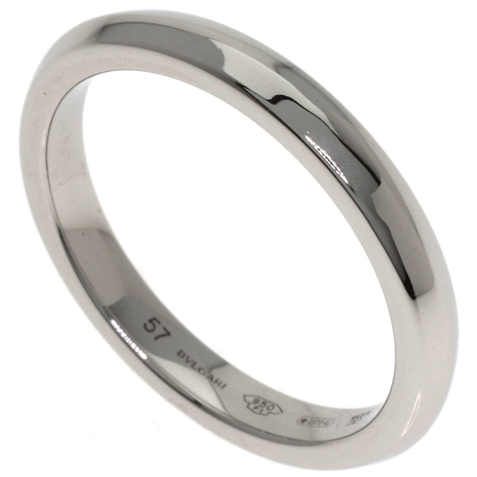 Bvlgari Band Ring Platinum 950: Bvlgari Band Ring Platinum 950 Platinum 950 Bvlgari Band Ring in US Size 8.5, featuring the iconic brand's signature style with a touch of luxury and sophistication. This elegant ring boasts high-qual
