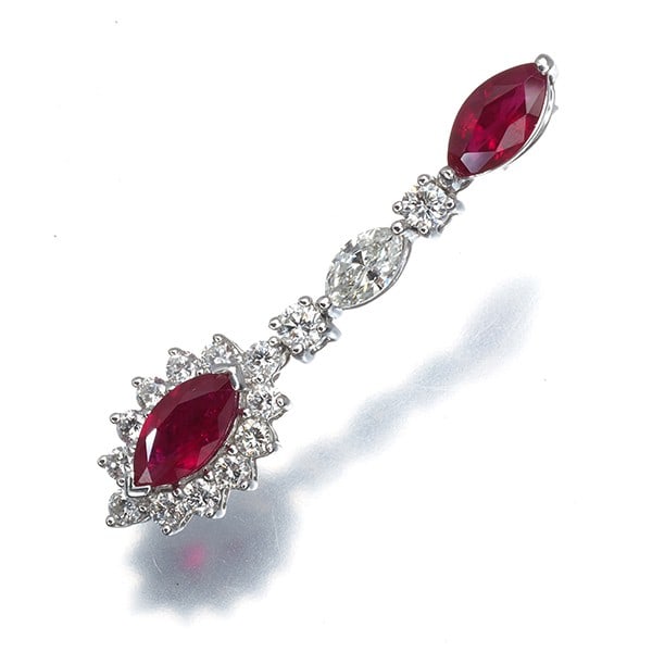 Diamond Ruby Pendant 750 White Gold 1.45ct 0.69ct (1 of 5)