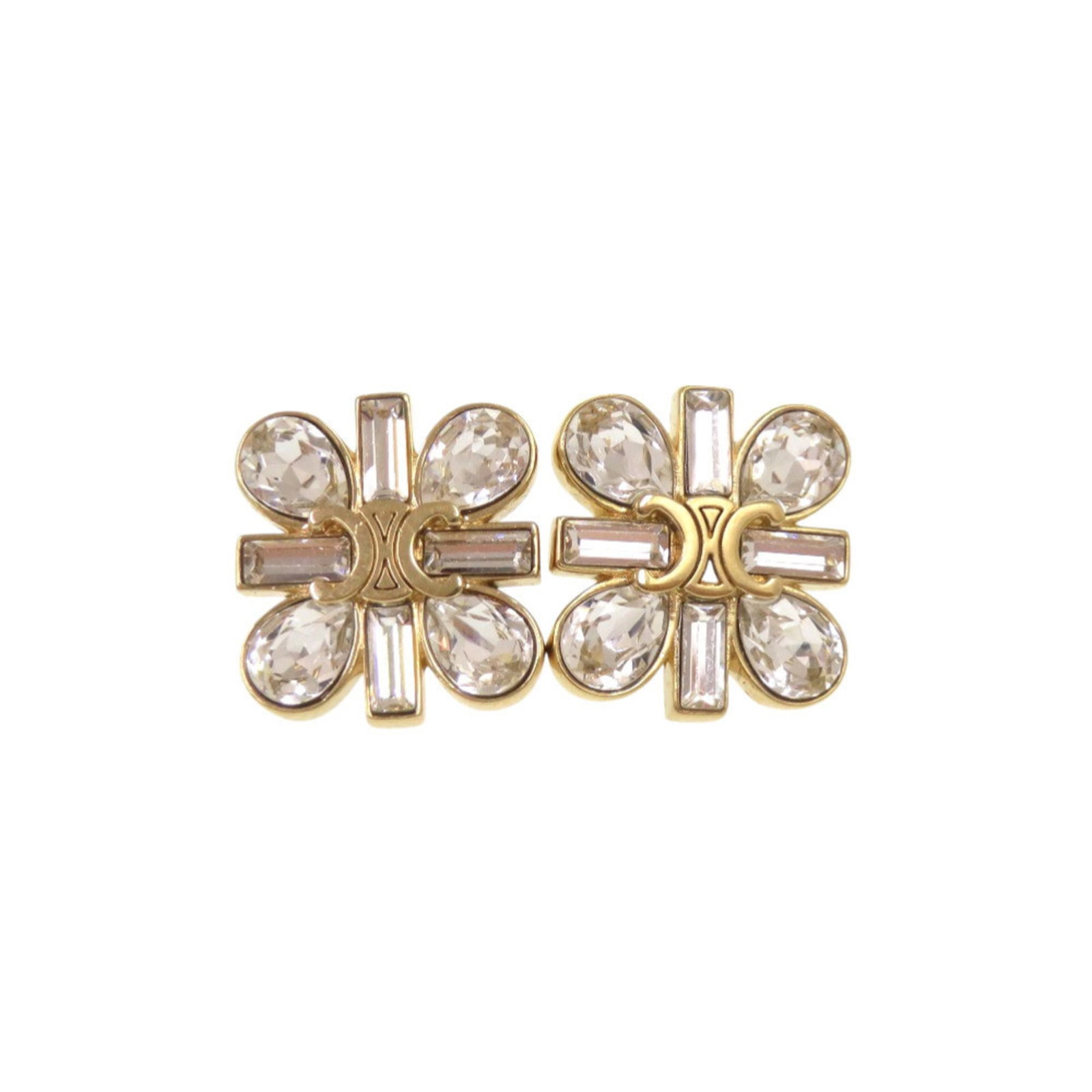 Celine Stud Earrings Metal: Celine Stud Earrings Metal Stud earrings from Celine, made in Italy with gold metal. Measuring 15mm x 15mm, these small yet elegant pieces are a simple yet stylish addition to any outfit. Item