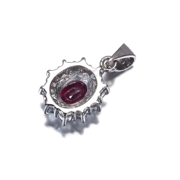 Ruby 0.59Ct Diamond 0.27Ct Classic Pendant 900 Platinum - 3
