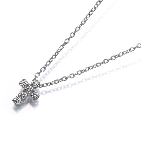 Ponte Vecchio Necklace Diamond 0.12Ct Cross 18K 750 White Gold: Ponte Vecchio Necklace Diamond 0.12Ct Cross 18K 750 White Gold Ponte Vecchio's 18k white gold necklace boasts a striking diamond cross pendant, weighing 0.12ct and set in a sleek, high-quality
