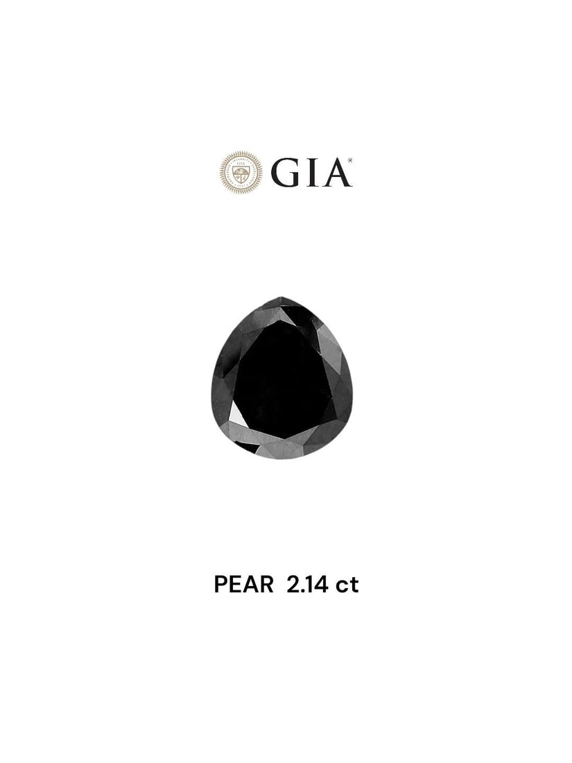 GIA Pear 2.14ct Fancy Black VVS2 - Loose Natural Diamond: GIA Pear 2.14ct Fancy Black VVS2 - Loose Natural Diamond 2.14ct GIA Fancy Black VVS2 Diamond - Exceptional Natural BeautyThe GIA certified 2.14ct Fancy Black VVS2 diamond boasts exceptional clarity an