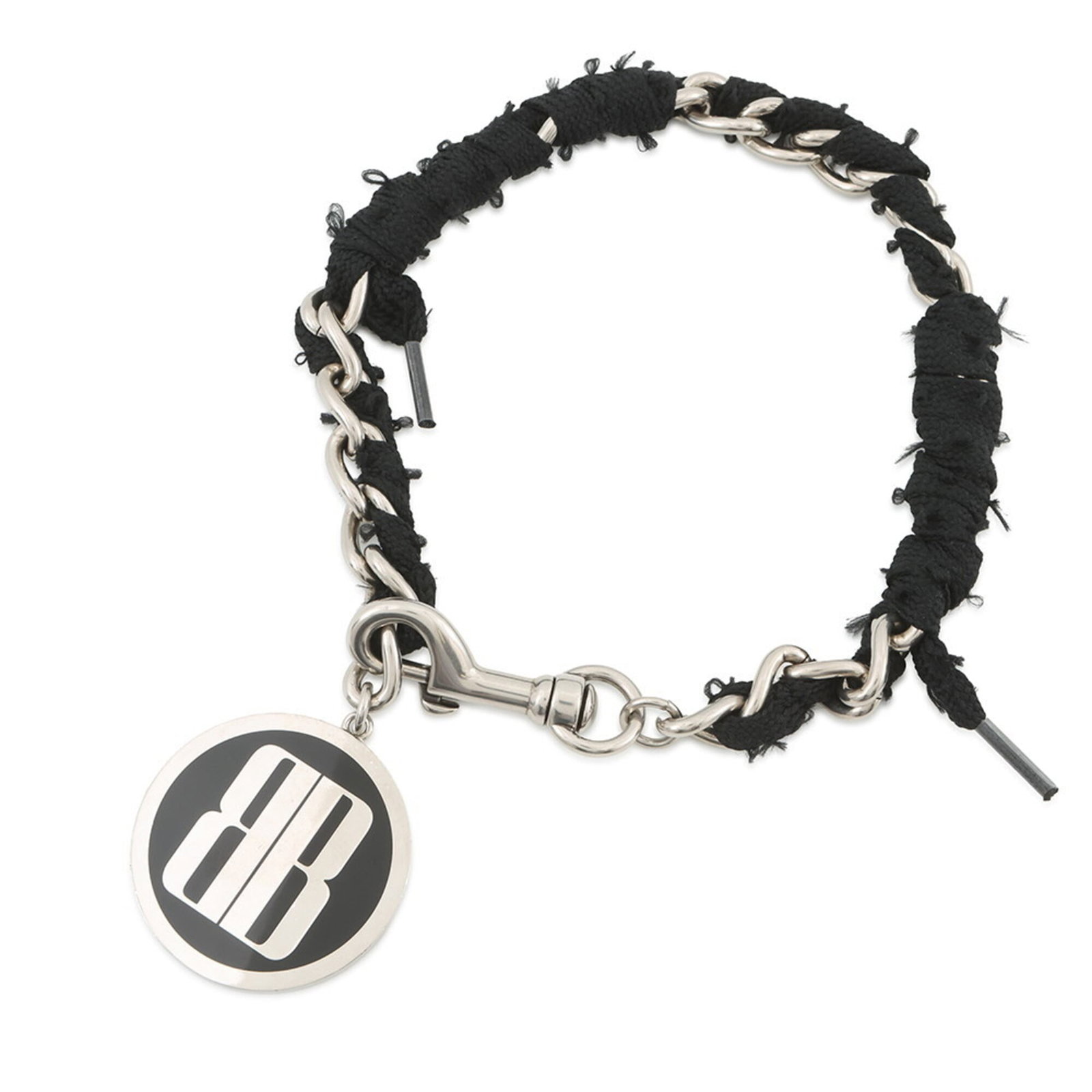Nano lace BB metal necklace Balenciaga black: Nano lace BB metal necklace Balenciaga black Nano lace BB metal necklace from Balenciaga, featuring black metal and a choker design. This Italian-made piece boasts a sleek 41.5 cm neck circumference a