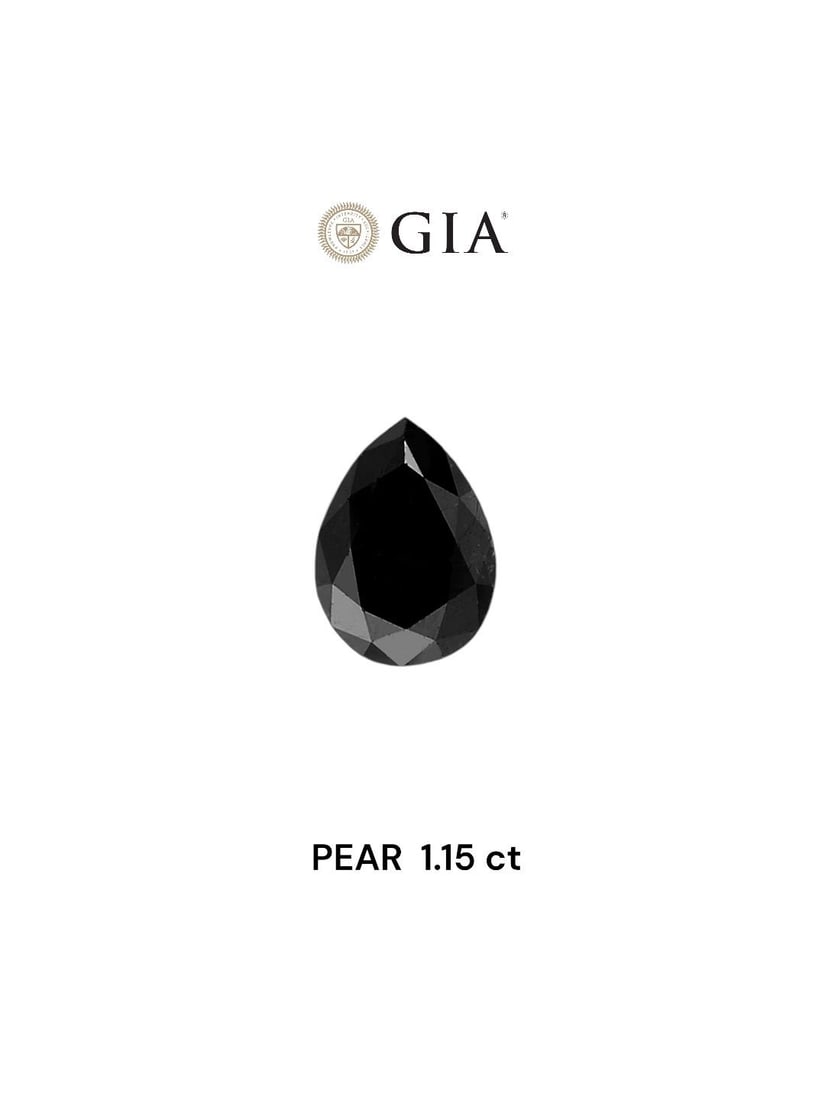 GIA Pear 1.15ct Fancy Black VVS2 - Loose Natural Diamond: GIA Pear 1.15ct Fancy Black VVS2 - Loose Natural Diamond GIA-certified Fancy Black diamond with exceptional clarity and polish. This 1.15ct natural gem boasts an EX symmetry, VVS2 clarity, and a rich 