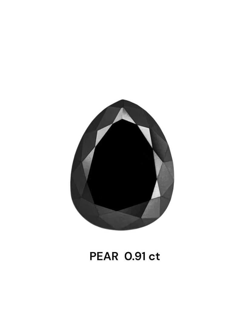 Pear 0.91ct Fancy Black VVS2 - Loose Natural Diamond: Pear 0.91ct Fancy Black VVS2 - Loose Natural Diamond 0.91ct Fancy Black VVS2 - A rare and striking natural diamond, showcasing its exceptional clarity and polish in a unique black hue. Measuring 6.09L
