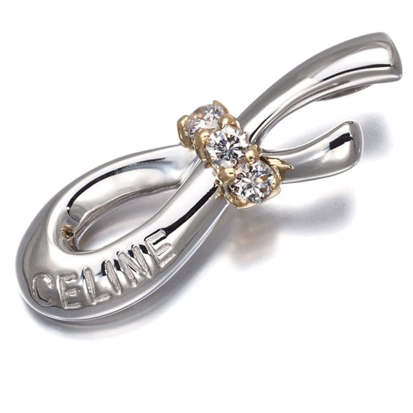 Celine Pendant Diamond 0.20Ct Logo Bicolor Pt 900/ 18K Yg: Celine Pendant Diamond 0.20Ct Logo Bicolor Pt 900/ 18K Yg This stunning Celine pendant features a 0.20ct diamond, showcasing the elegant design and sophistication of the CELINE brand. Crafted from