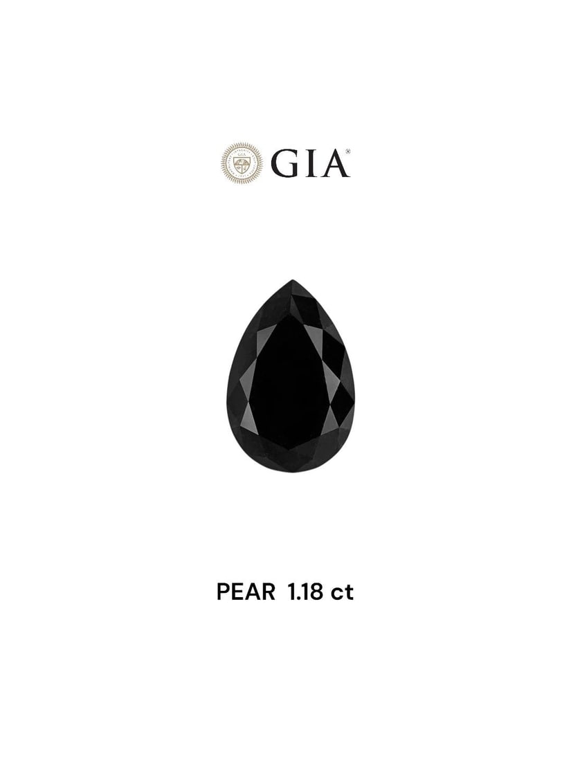 GIA Pear 1.18ct Fancy Black VVS2 - Loose Natural Diamond: GIA Pear 1.18ct Fancy Black VVS2 - Loose Natural Diamond GIA-certified Fancy Black diamond with exceptional clarity and polish, showcasing its natural beauty in a rare and striking color. Measuring