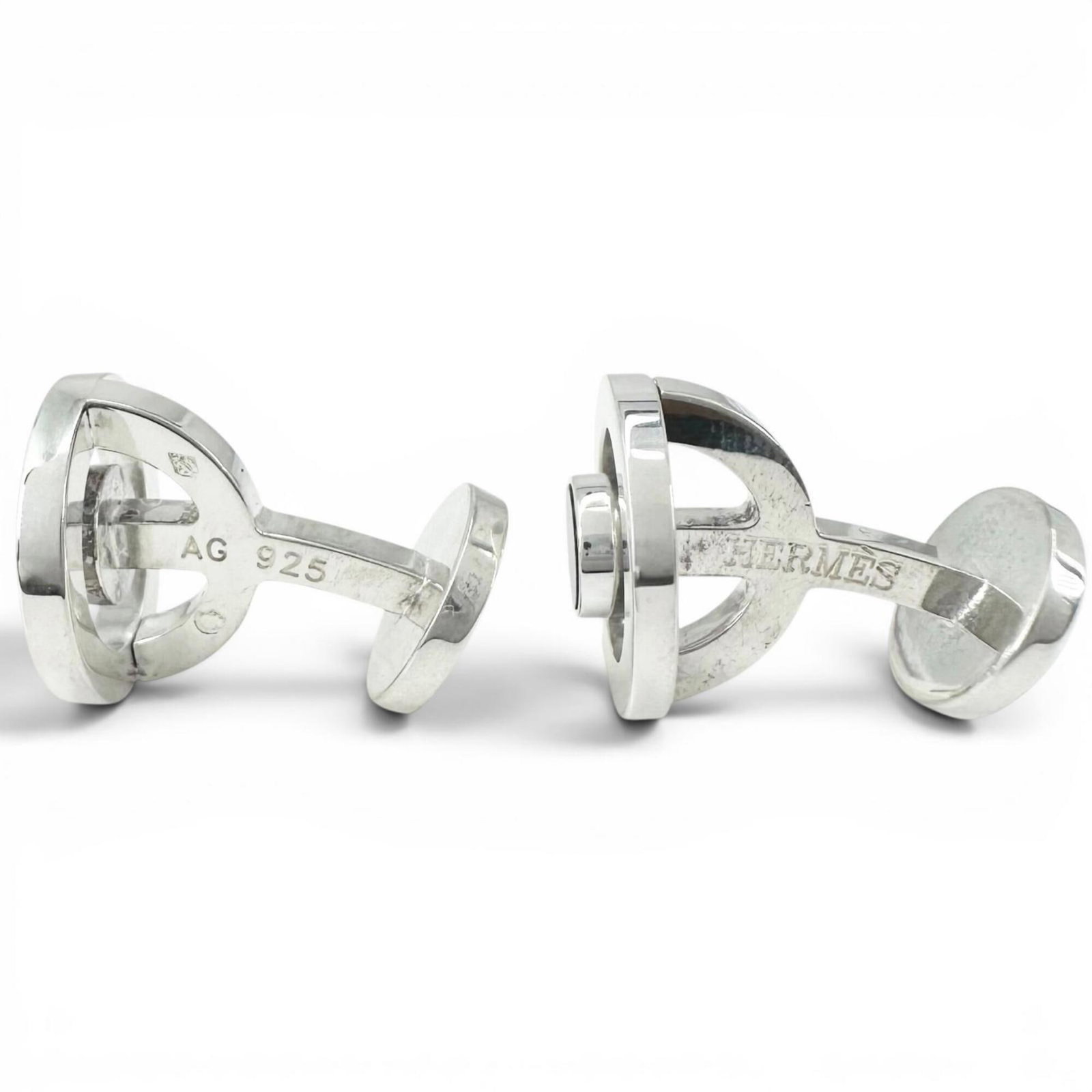 Hermes Cufflinks Shell Silver 925 - 4