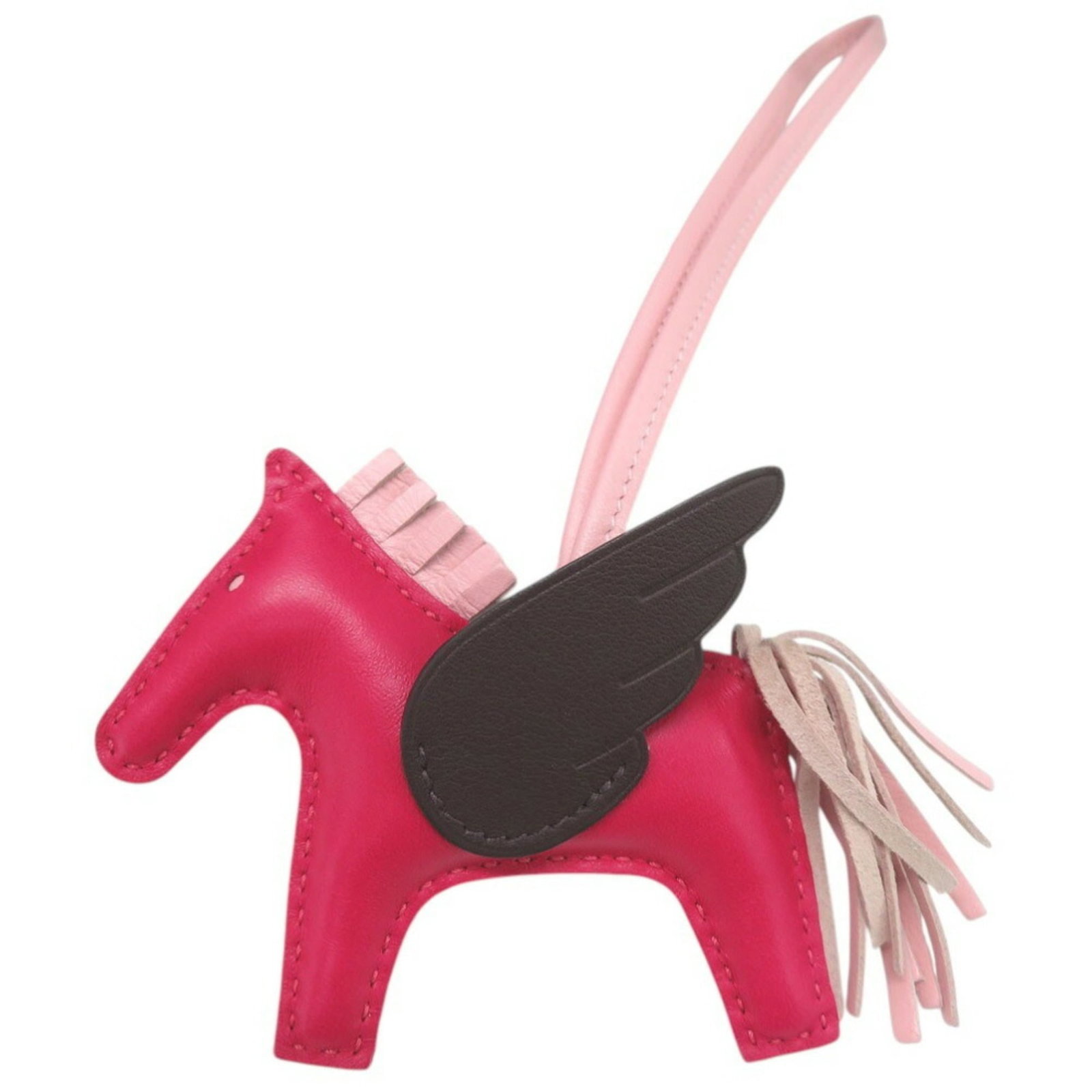 Handbag Hermes leather charm: Handbag Hermes leather charm Rose sakura lambskin handbag charm from Hermes, crafted in France. This beautifully made leather accessory measures 75mm x 90mm and comes with a box. A lovely addition to 