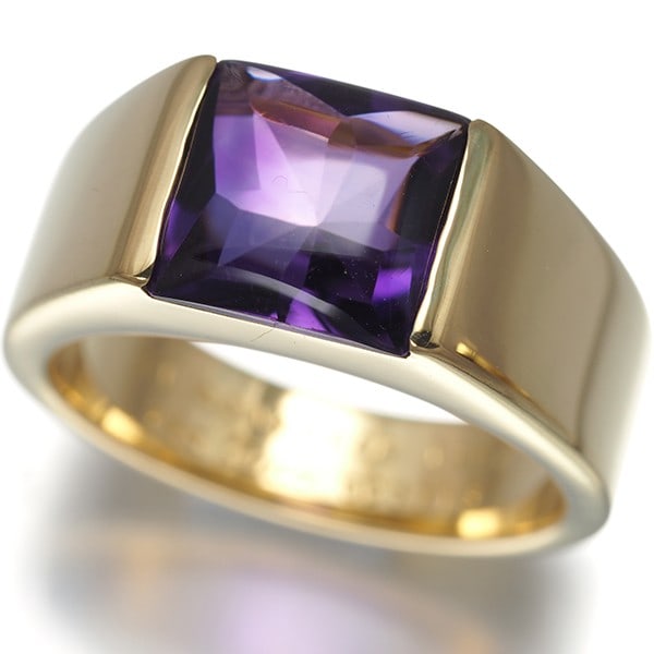 Eu51 18k yellow gold amethyst tank ring by cartier (1 of 5)