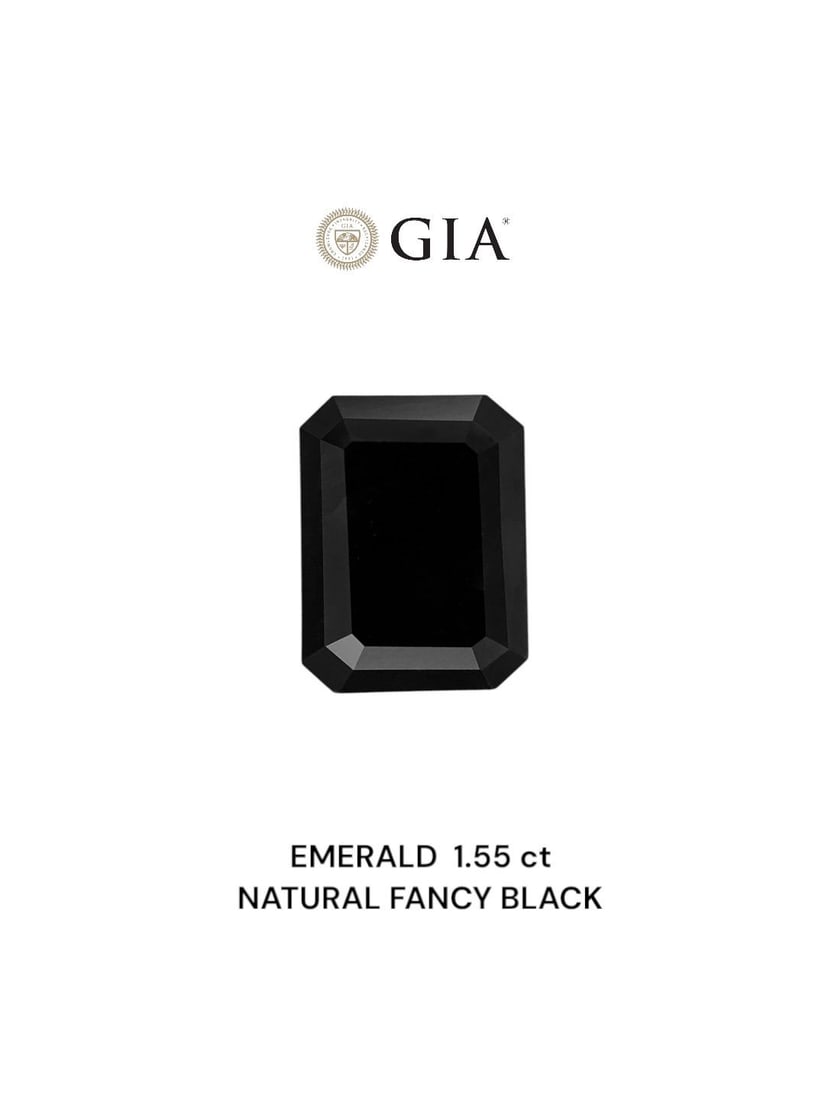 GIA Emerald 1.55ct Fancy Black VVS2 - Loose Natural Diamond: GIA Emerald 1.55ct Fancy Black VVS2 - Loose Natural Diamond GIA Emerald 1.55ct Fancy Black VVS2 - Loose Natural Diamond, certified by the Gemological Institute of America (GIA), boasts exceptional cla