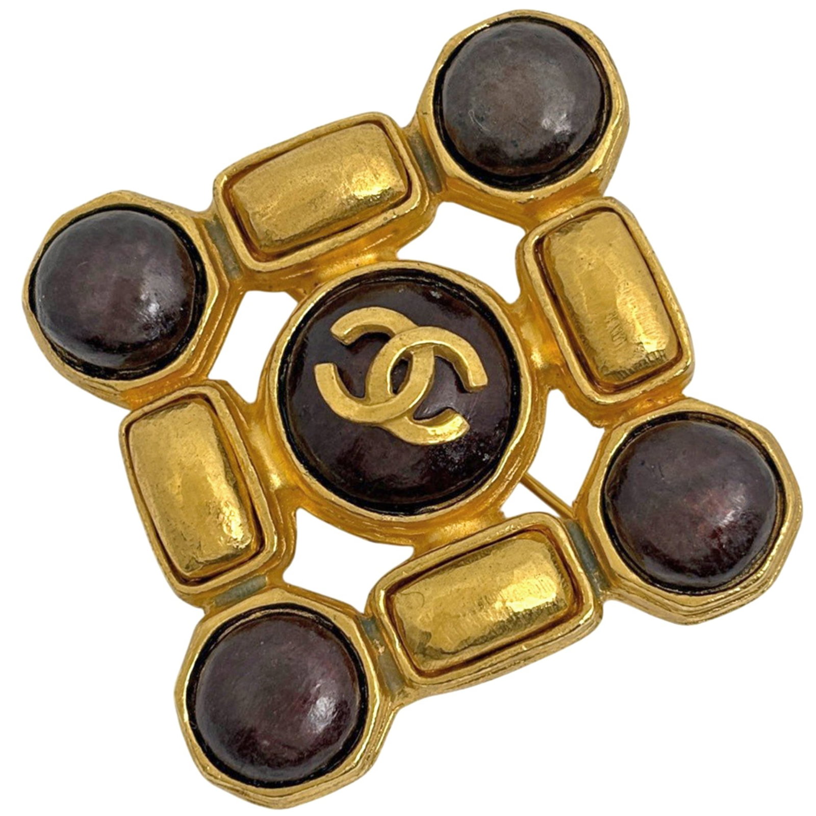 Chanel Brooch: Chanel Brooch Chanel's iconic brooch boasts a stunning gold finish, measuring 5.5cm x 5.7cm in size. The elegant design makes it a timeless accessory for women, adding a touch of sophistication to any
