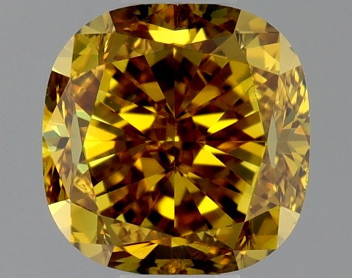 GIA Cushion Brilliant 0.53ct Fancy Deep Brownish Orangey Yellow VVS2 - Loose Natural Diamond: GIA Cushion Brilliant 0.53ct Fancy Deep Brownish Orangey Yellow VVS2 - Loose Natural Diamond GIA certified, this 0.53ct Fancy Deep Brownish Orangey Yellow VVS2 diamond boasts exceptional clarity and c
