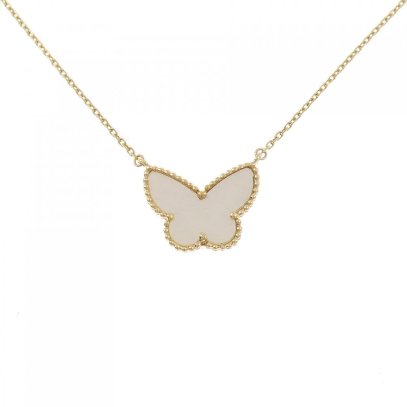 Lucky Necklace Papillon Alhambra Van Cleef Arpels: Lucky Necklace Papillon Alhambra Van Cleef Arpels Yellow gold (18K) necklace featuring the iconic Papillon Alhambra design from Van Cleef & Arpels, with a pendant size of 15.6mm x 20.5mm and adjustabl