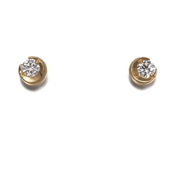 Star Jewelry Earrings Diamond 0.04Ct/ 0.04Ct Moon Setting 18K Yg: Star Jewelry Earrings Diamond 0.04Ct/ 0.04Ct Moon Setting 18K Yg Stunning 0.04ct diamond stud earrings in 18k yellow gold, set in a beautiful moon setting design. The natural style and precise