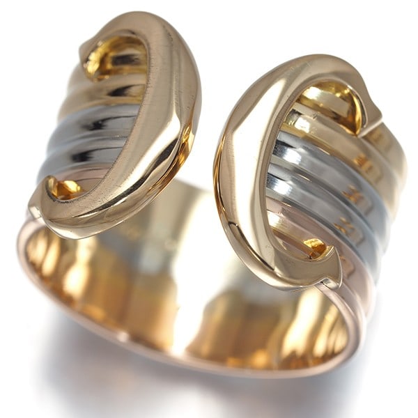 Cartier Ring 2C Double C C2 3Color Lm Eu50 18K Yg/ Wg/ Rg: Cartier Ring 2C Double C C2 3Color Lm Eu50 18K Yg/ Wg/ Rg Cartier's Double C de Cartier Ring in multi-tone gold offers a unique blend of elegance and sophistication. This 18k yellow, white, and rose g