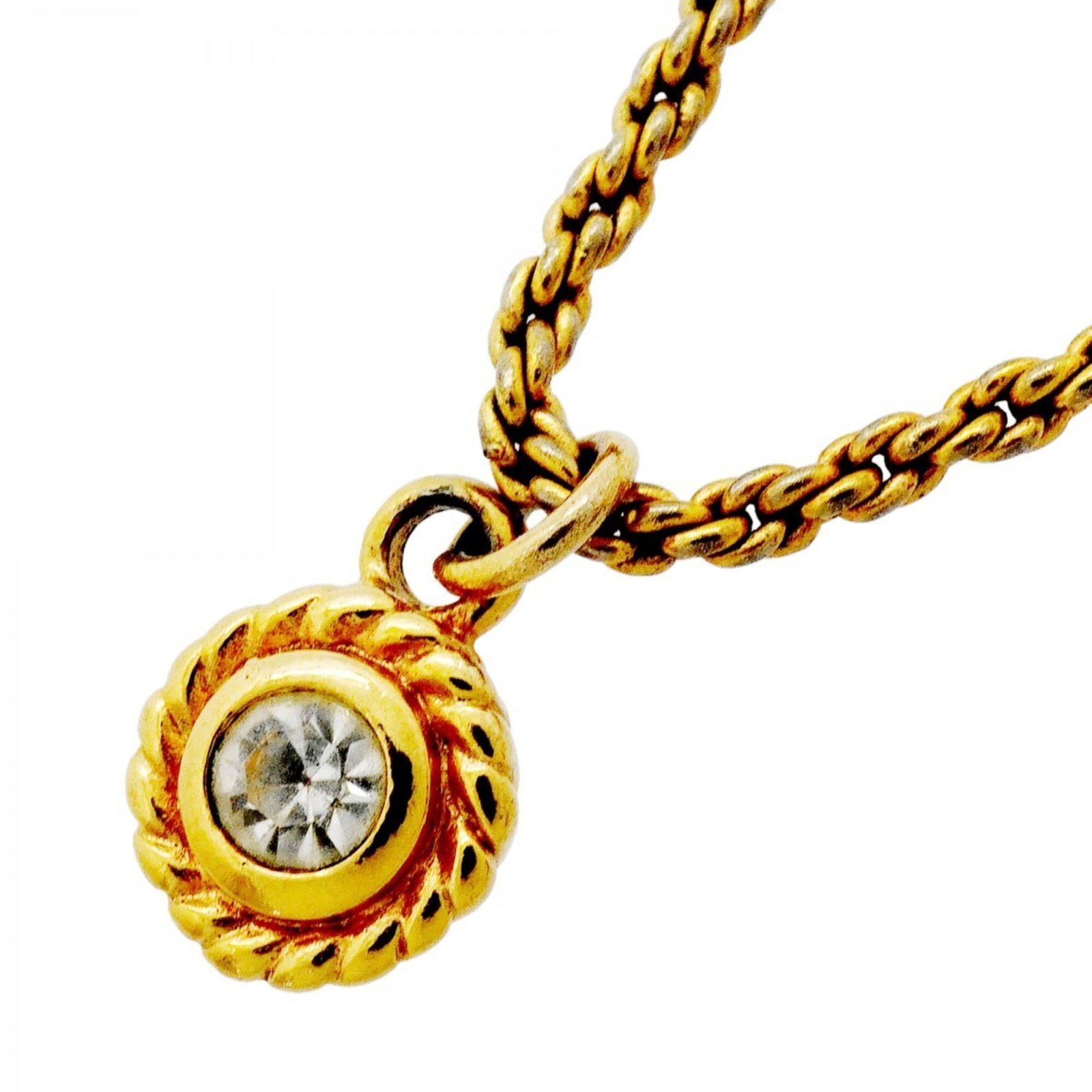 Christian Dior Gold Necklace Gold Rhinestone Women's: Christian Dior Gold Necklace Gold Rhinestone Women's Gold plating and rhinestones add a touch of luxury to this Christian Dior necklace, available in gold. The adjustable chain ensures a comfortable f