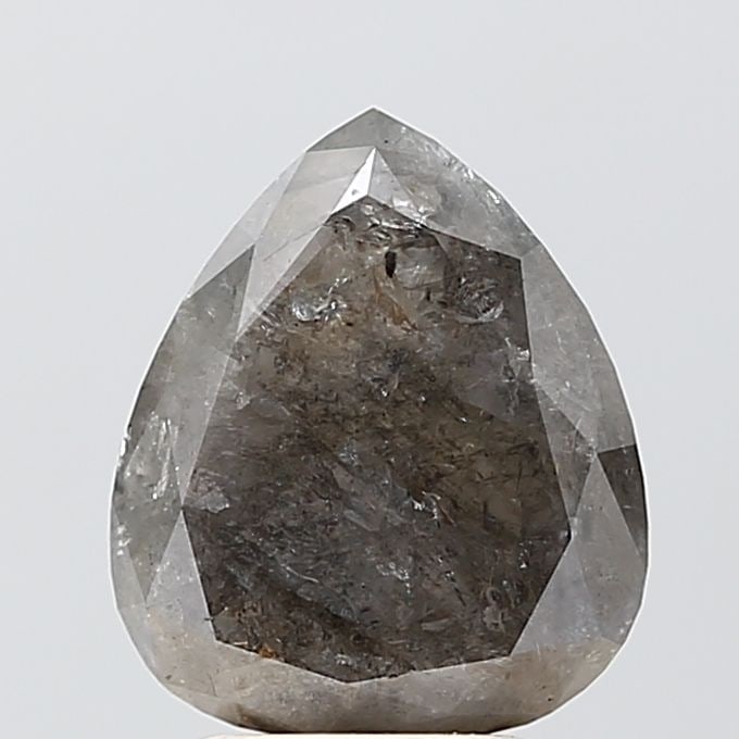 Pear 3.38ct Salt And Pepper VVS2 - Loose Natural Diamond: Pear 3.38ct Salt And Pepper VVS2 - Loose Natural Diamond 3.38ct Salt And Pepper VVS2 - Loose Natural Diamond, showcasing its unique salt and pepper coloration and exceptional clarity, with EX polish