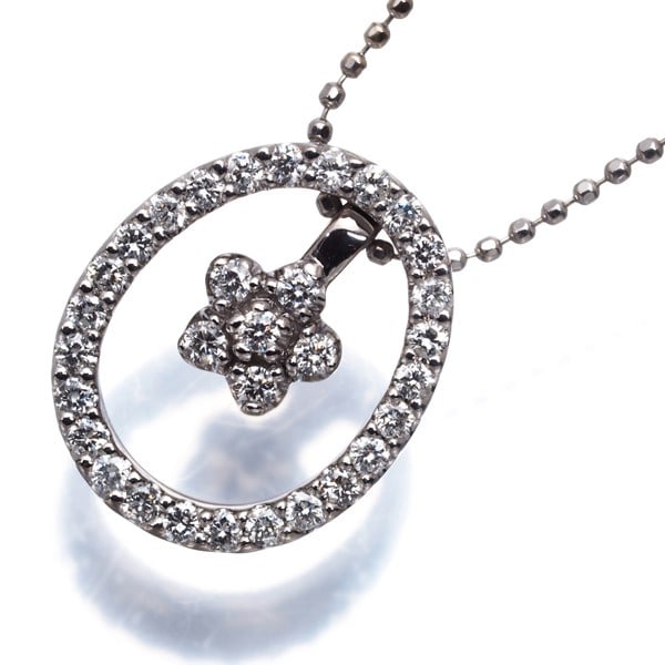 Vendome Necklace Diamond 0.29Ct Flower Drop 3Way 18K 750 White Gold (1 of 8)