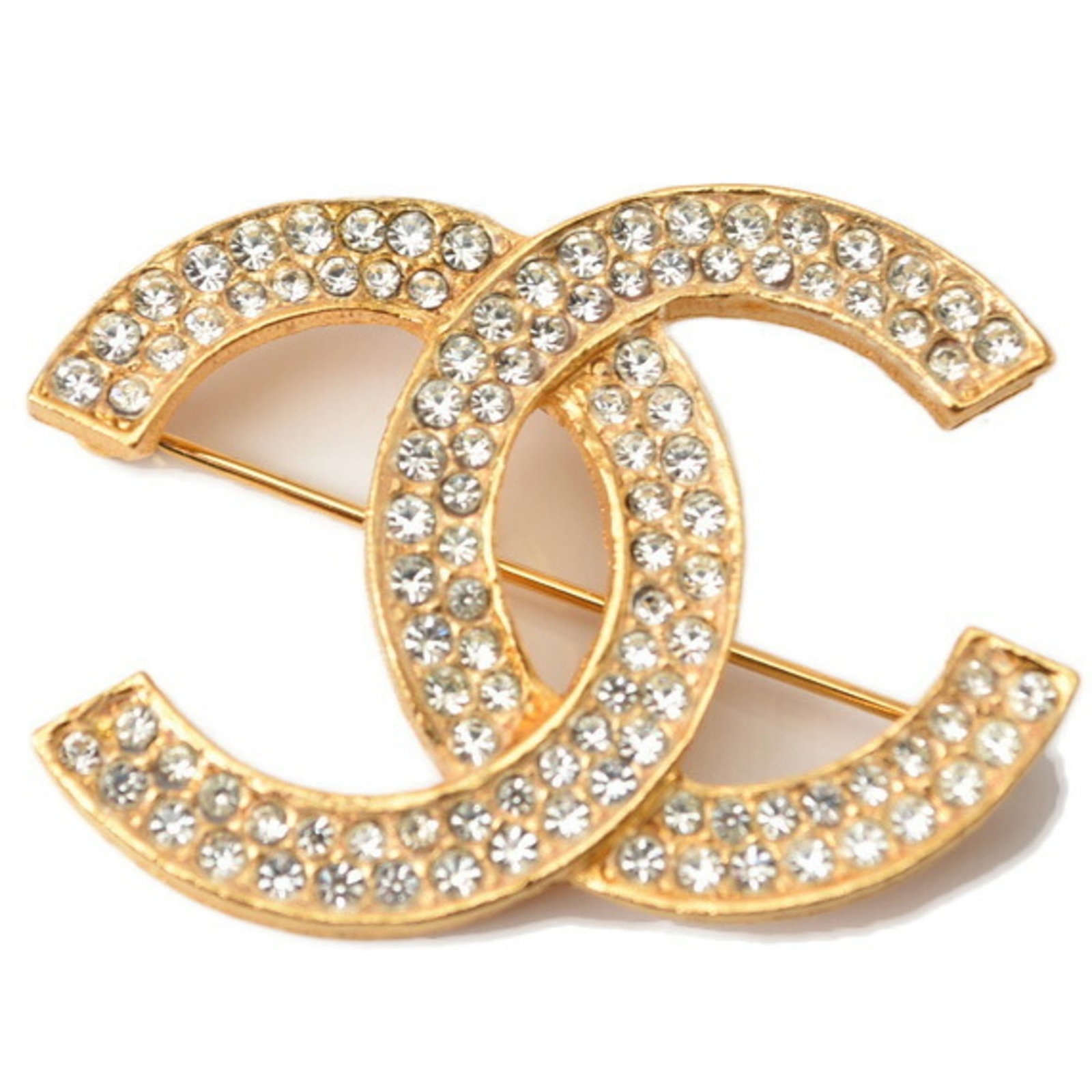 Brooch Pin Chanel: Brooch Pin Chanel Gold Pin Brooch from Chanel, featuring a rhinestone stone and measuring 4.4cm x 5.9cm / 1.73'' x 2.32''. This pin brooch comes in a box and is made by the Italian luxury brand Chanel