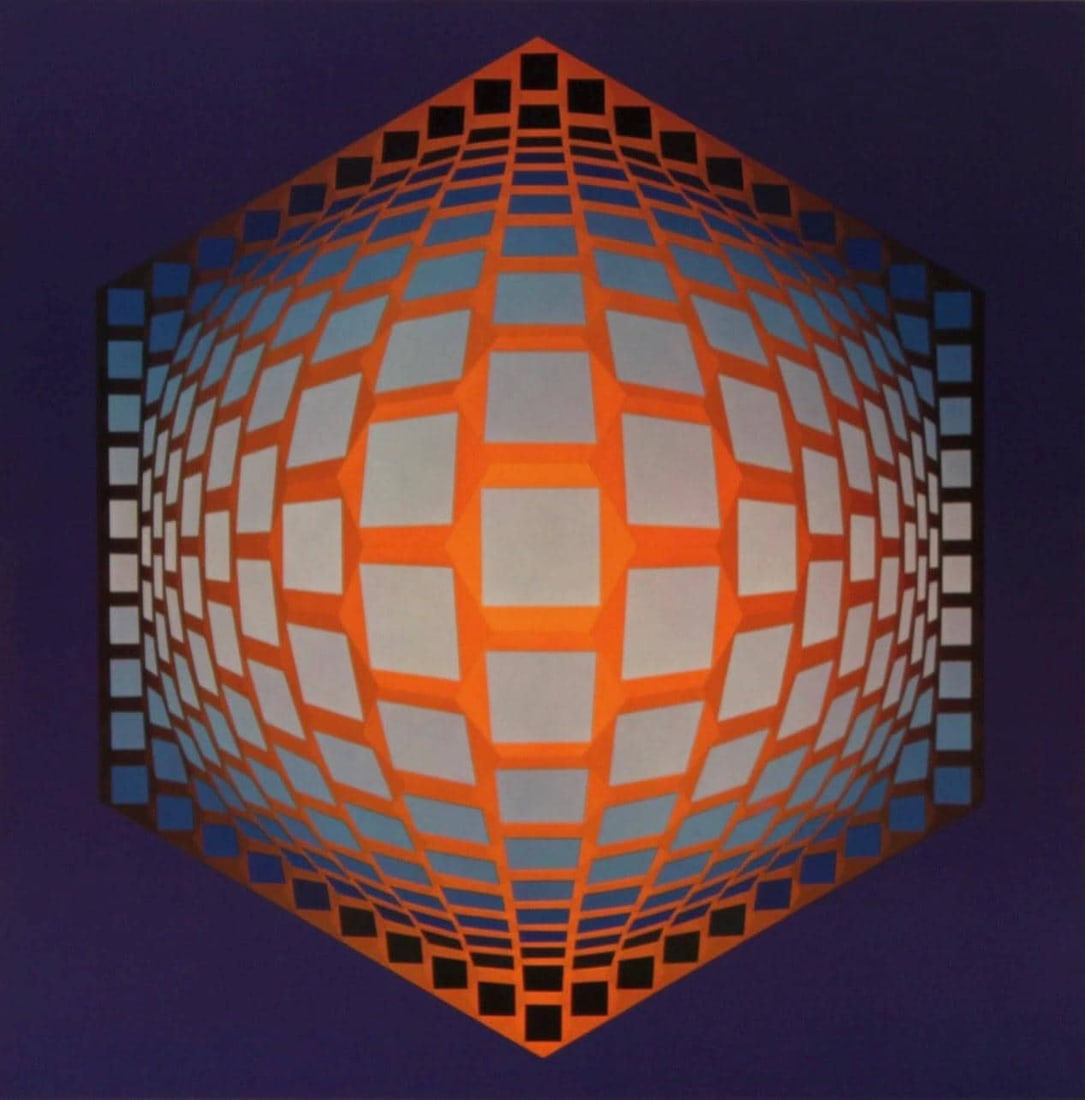Hexagone Composition by Victor Vasarely: Hexagone Composition by Victor Vasarely Item Specifics: Paper Size: 11 x 11 inches. Excellent condition. Notes: From the folio, Hexagone, 1973. Published and printed by ditions du Griffon, Neuchtel,