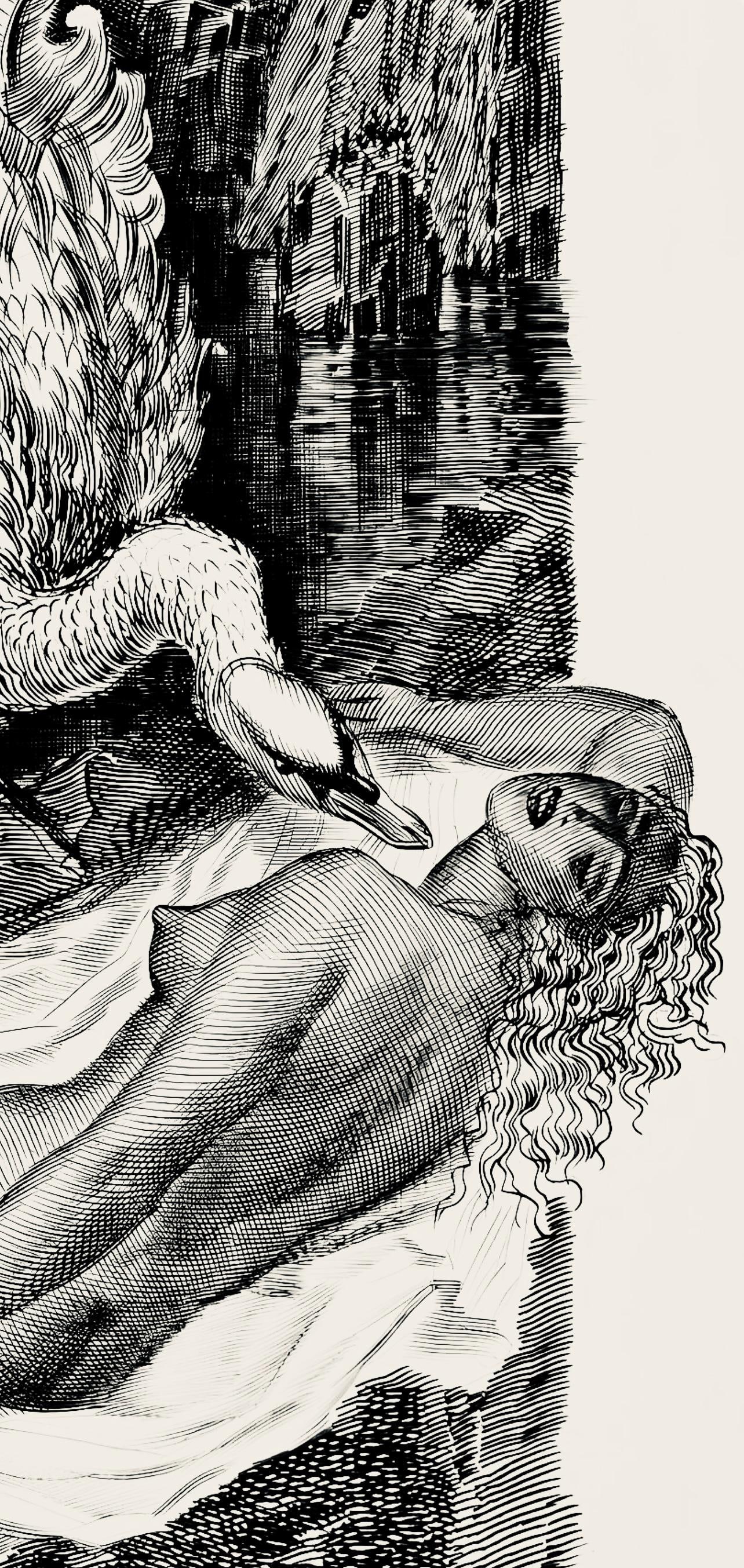 Albert Decaris composition portrait engraving - 2