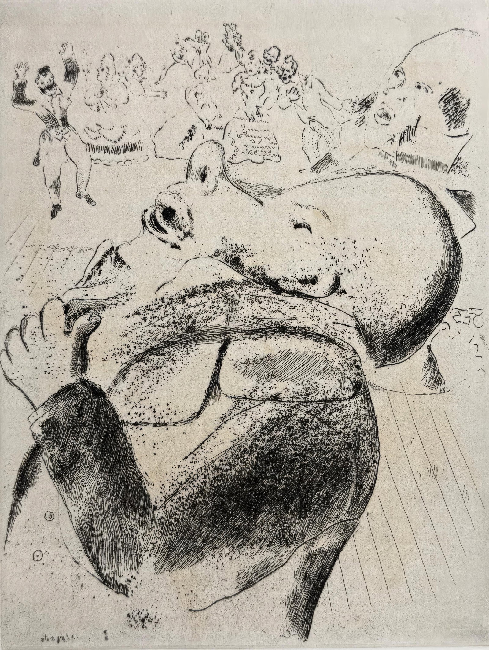 Marc Chagall, Revelations of Nozdriov, from Dead Souls, Etching, 19231927: Marc Chagall, Revelations of Nozdriov, from Dead Souls, Etching, 19231927 Item Specifics: This exquisite etching by Marc Chagall (18871985), titled Revelations de Nozdriov (Revelations of Nozdriov),